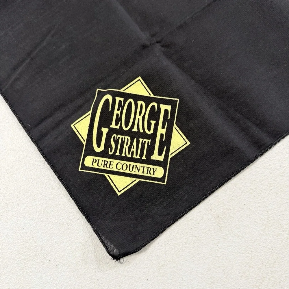 Vintage George Strait Country Music Pure Country Black Bandana Scarf 21